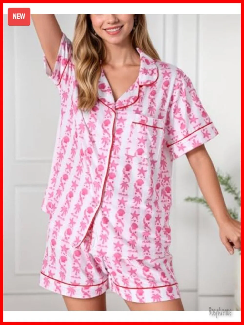 Women's Pajama Set Short Sleeve Top & Shorts Summer Matching Loungewear
